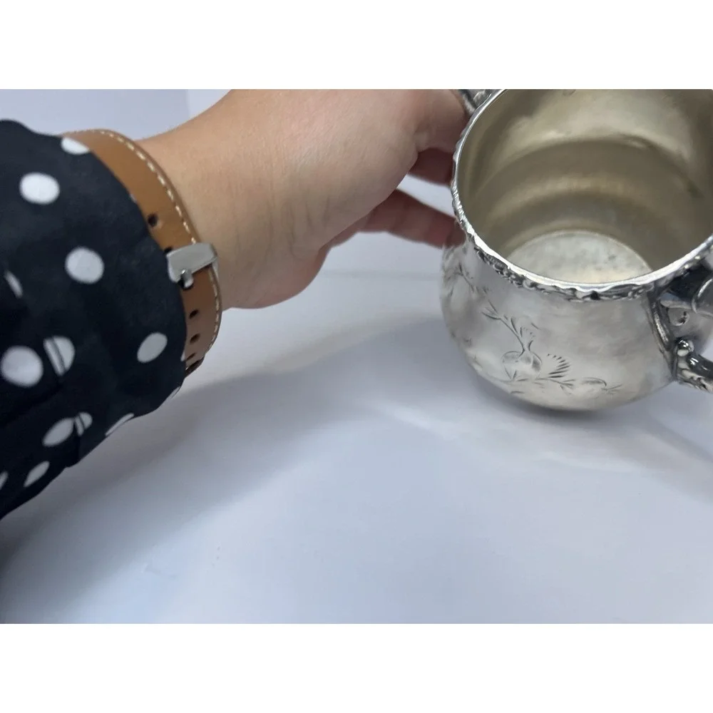 Silverplate Sugar Bowl antique‎ Mermod Jaccard Quadruple C. 1880s Victorian